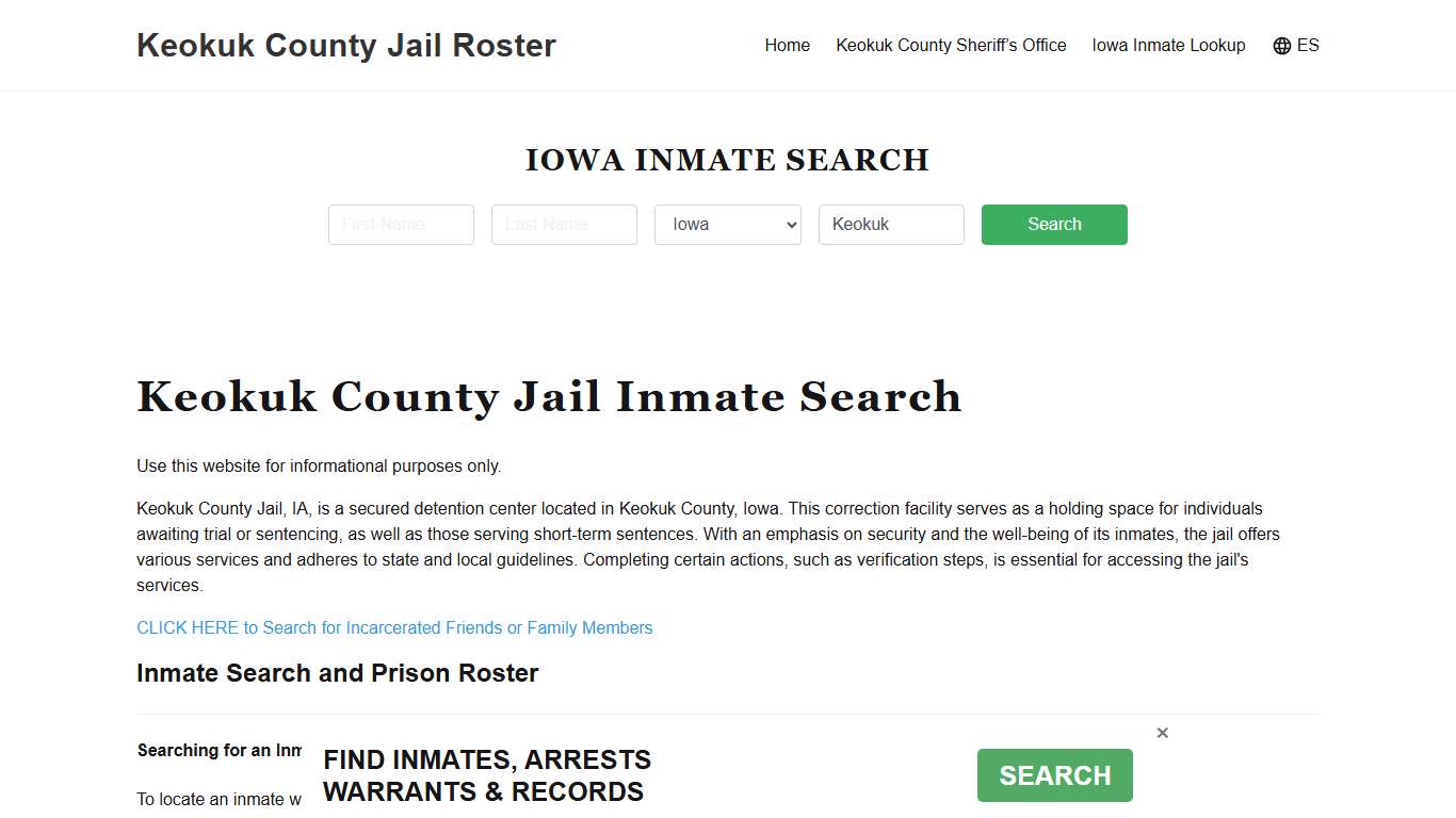 Keokuk County Jail Roster Lookup, IA, Inmate Search